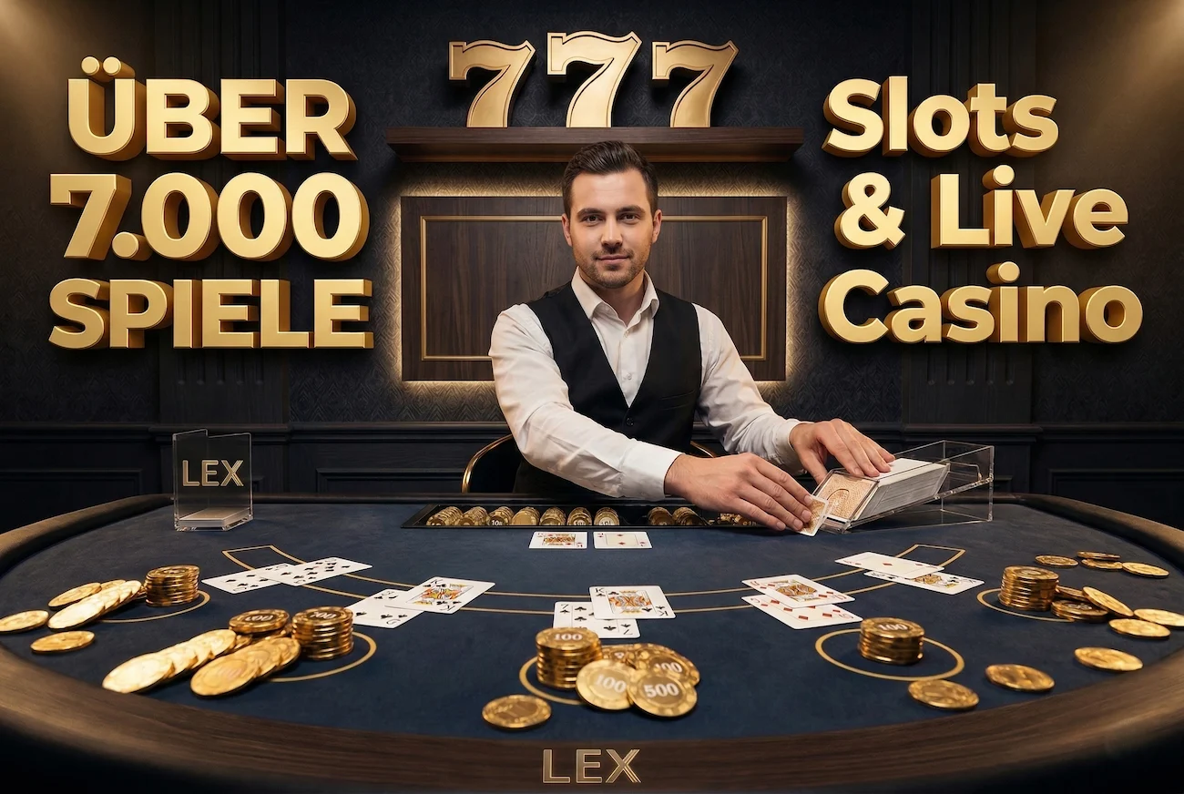 Riesige Spielauswahl im Lex Casino mit über 7.000 Slots und Live-Dealer-Spielen
